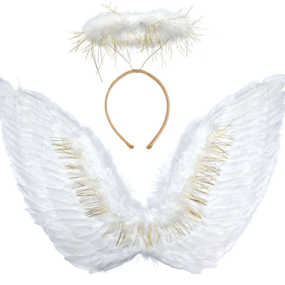 White Angel Wings and Halo Costume Set